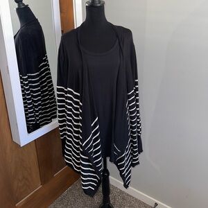 Maurices Black and White Striped Cardigan